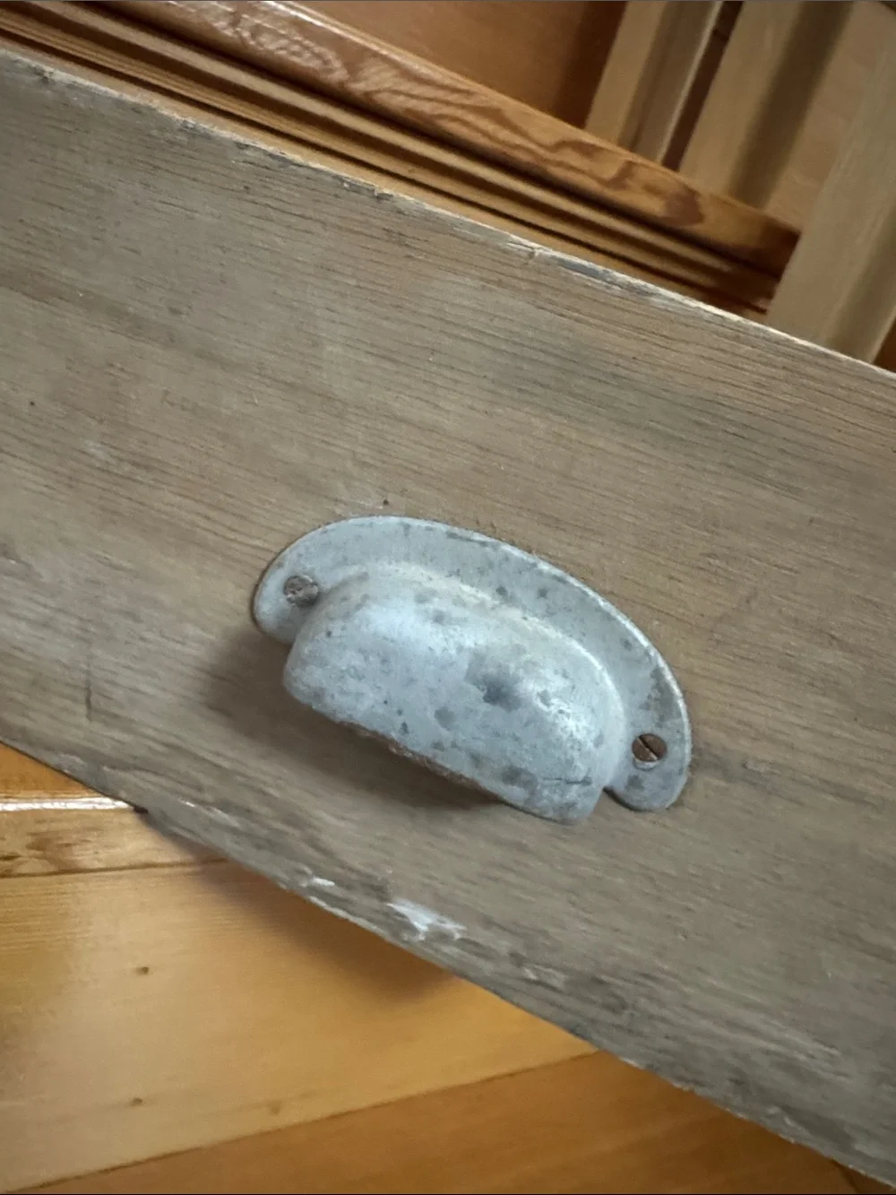 Antique Rustic Wooden Drawer with Metal Divider & pull for display repurpose